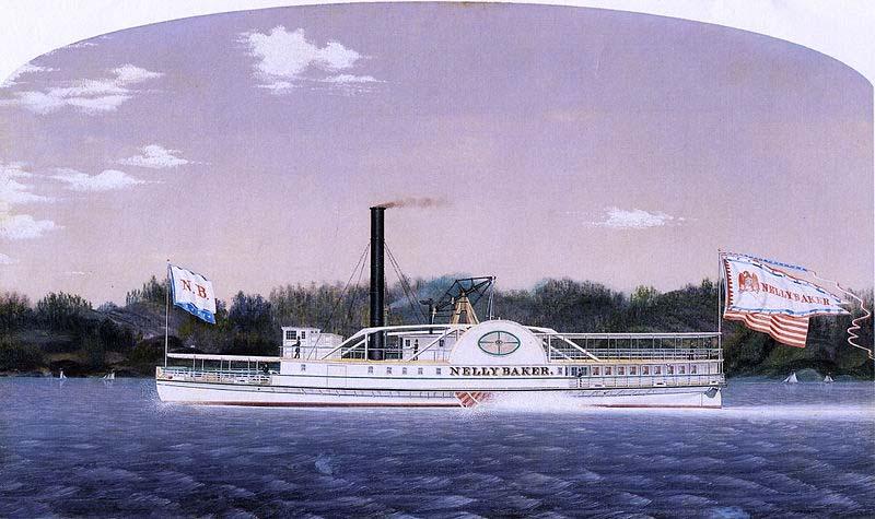 James Bard Nelly Baker, New England steamboat built 1855 oil painting picture